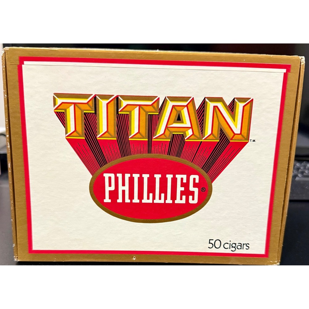 Phillies Titan Cigar Box Empty 50 Count Gold Red White Good Vintage Cardboard